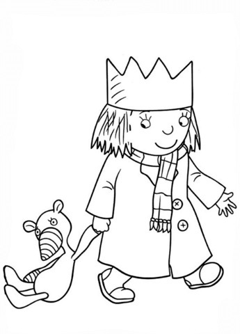 Little Princess With Gilbert Coloring Page